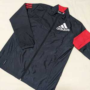 +AO9 adidas アディダス メンズ M 長袖 裏地付き ウィンドブレーカー ジャンパー 黒 赤 スポーツ ウェア 防寒