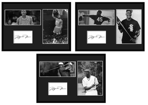  basketball! baseball! Golf /Michael Jordan/ Michael * Jordan / autograph print & certificate attaching frame /BW/ monochrome / display (3W)