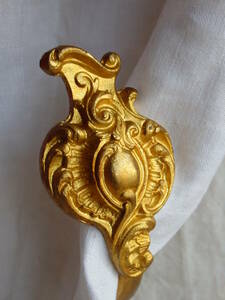 フランスアンティーク カーテンフック ゴールドプレート　カーテンホルダー ブロンズ 青銅　レリーフ ゴールド 1880年 19世紀　仏