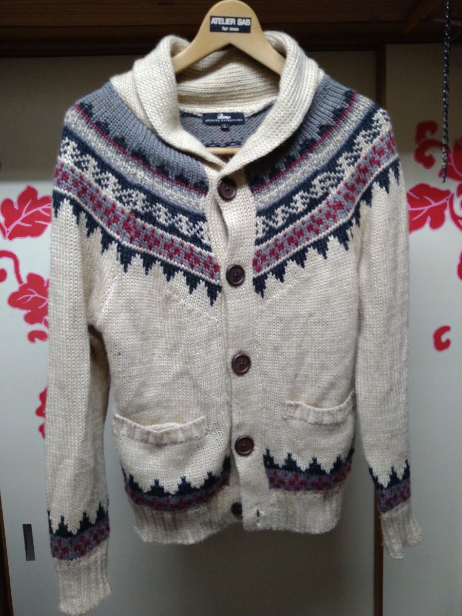 良品】ナイジェルケーボン ノルディック柄カーディガン authentic