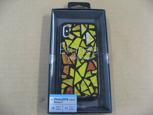 IO DATA( I o- данные ) iPhone XS 5.8 дюймовый для стекло +TPU+ aluminium составной материалы кейс 2 слой печать витражное стекло ( желтый ) BKS-IP18STGGASYL
