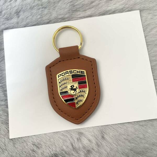 PORSCHE ポルシェキーホルダー　ベージュ　ポルシェキーリング　人造革