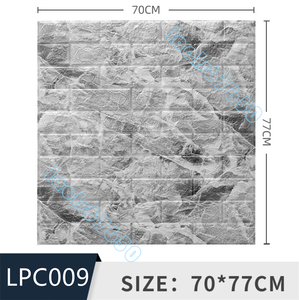 クッション レンガシート 壁紙 シール 防水性能 壁DIYシート 3D立体ウォールステッカー 大理石の黒白厚3MM 70*77cm 20枚セット