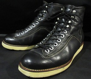 定価51,480円 ローンウルフ ハンター 牛革 ブラックレザー ブーツ LONE WOLF BOOTS WAFFLE SOLE HUNTER レースアップ F01616