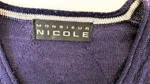 MONSIEUR NICOLE ムッシュニコル ネイビー系 Vネックセーター サイズ48 古着 レディース IS-17 20230105