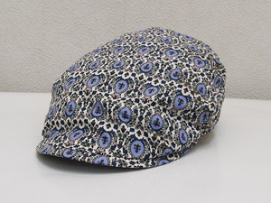 MINKA ペイズリー花柄ハンチング 紫パープル×白ホワイト / CAPキャップ帽子