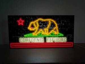 【Mサイズ】カリフォルニアリパブリック カリフォルニア共和国 西海岸 サイン 看板 置物 アメリカン雑貨 ライトBOX 電飾看板 電光看板