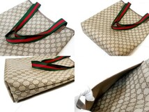 ▲(R501-A51) GUCCI オールドグッチ シェリーライン GG レザー PVC トートバッグ ハンドバッグ A4収納可_画像6