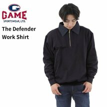 【サイズ L】 Game Sportswear ゲームスポーツウェア ハーフジップ スウェット ネイビー The Defender Work Shirt 無地 男性 メンズ_画像1