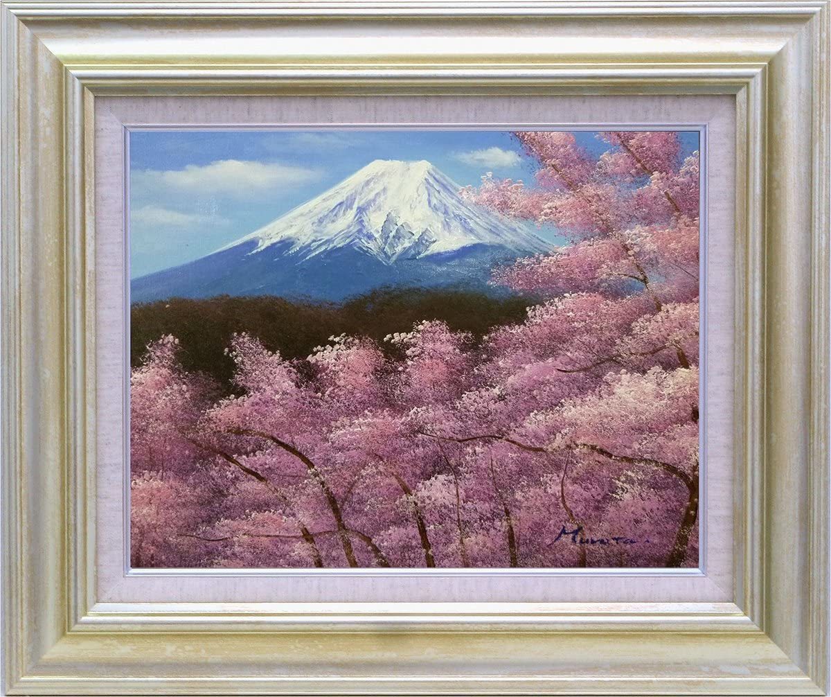 Pintado a mano Pintura al óleo pintada a mano Monte Fuji Flores de cerezo F10 Pintura Imagen enmarcada Enmarcado No. F10 Buena suerte Pintura de paisaje Lujo Aumentar suerte Mejorar suerte Nuevo, cuadro, pintura al óleo, Naturaleza, Pintura de paisaje