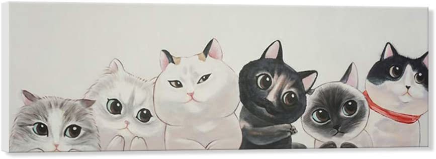 大尺寸艺术面板壁挂帆布画猫猫现代艺术帆布木框猫画新款90x30cm猫画时尚, 艺术品, 绘画, 其他的