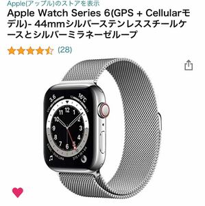 Apple Watch Series 6(GPS + Cellularモデル)- 44mmシルバーステンレススチールケースとシルバーミラネーゼループ