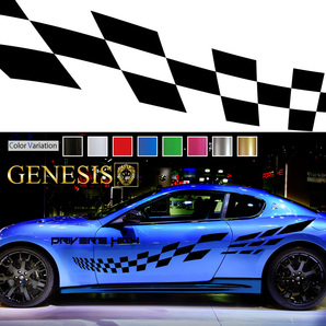 車 ステッカー かっこいい チェッカー サイド ワイド デカール wa10 大きい バイナル ワイルドスピード系 カスタム 「全8色」 GENESIS