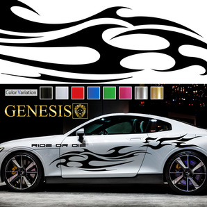 車 ステッカー かっこいい ファイア 炎 サイド ワイド デカール wa14 大きい バイナル ワイルドスピード系 カスタム 「全8色」 GENESIS