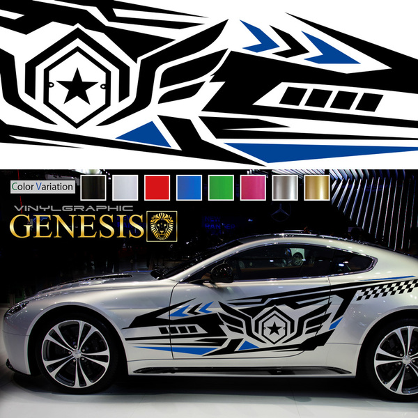 車 ステッカー かっこいい サイド ウイング 翼 デカール da35 左右セット 上質 大きい バイナル ワイルドスピード系 「全6色」 GENESIS