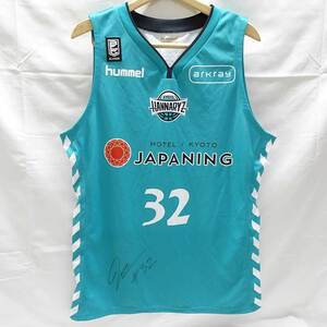 【中古】ヒュンメル 京都ハンナリーズ ユニフォーム オーセンティック 2019 #32 マブンガ B-LEAGUE ウェア L hummel サイン入り