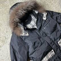 D10最高級◎バーバリーブラックレーベル BURBERRY BLACK LABEL ノバチェック シルバーフォックスファー ダウンジャケット 2way ブラック 黒_画像4