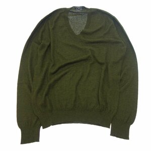  beautiful goods * Gucci knitted sweater V neck Camel silk men's green M GUCCI[AFB53]