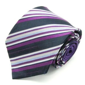 a-vevereji men taru stripe pattern silk brand necktie men's purple series a.v.v