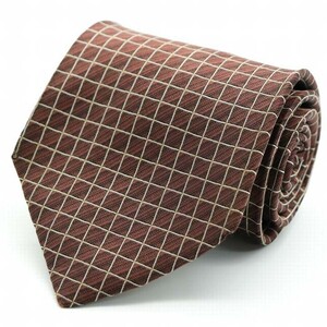  Issey Miyake .. pattern check high class silk Japan brand necktie men's Brown ISSEY MIYAKE
