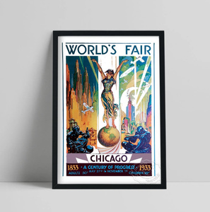 G2362 Chicago World's Fair Poster USA ヴィンテージ キャンバスアートポスター 50×70cm イラスト インテリア 雑貨 海外製 枠なし