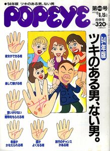 雑誌POPEYE/ポパイ 440(1993.12/8,15合併号)★’94年版 ツキのある男、ない男。/人相/手相/星占い/信じる者は救われる/神だのみガイド★