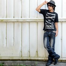 Tシャツ 半袖 メンズ 半袖Tシャツ 半袖Tシャツ オラオラ 悪羅悪羅 カジュアル きれいめ ロック 70738 ブラック×シルバー XL_画像2