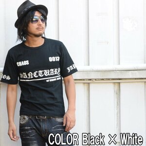 Tシャツ 半袖 メンズ 半袖Tシャツ 半袖Tシャツ オラオラ 悪羅悪羅 カジュアル きれいめ ロック ch-ry-0003 ブラック×ホワイト L