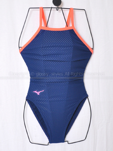 K1727-46■美品 mizuno ミズノ EXER SUITS エクサースーツ ミディアムカット練習用競泳水着 N2MA8271 ネイビー×オレンジCF M