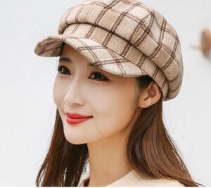 キャスケット 千鳥格子柄 帽子　ファション　レディース　可愛い　韓国風