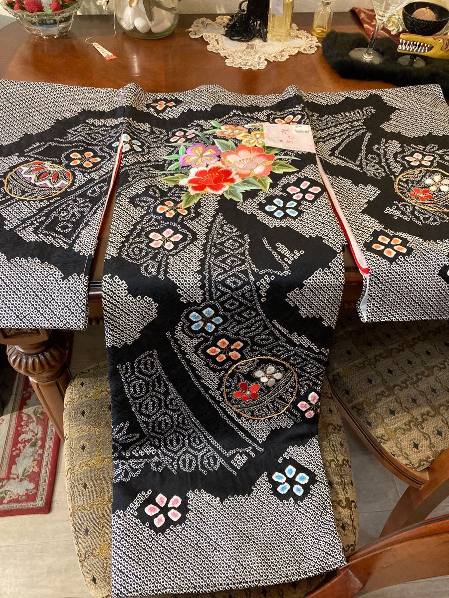 本格総刺繍☆お宮参り着物女の子祝い着産着初着祝着襦袢付 ベビー服