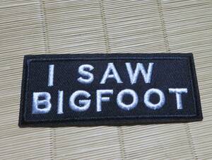 黒白　長方形◆新品◎I SAW　BIGFOOD　ビッグフット　Bigfootアメリカ合衆国UMA　未確認動物　森林　刺繍ワッペン■ 洋服・衣類・衣服DIY