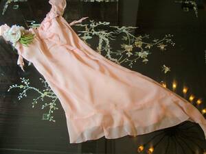 高級　ドレス　ワンピース　ピンク　紐　編み　リボン　胸パット　新品　結婚式　パーティー　お呼ばれ　謝恩会　発表会