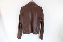 【極上】NUDIE JEANS ERVIN LEATHER JACKET カウハイド シワ加工 レザージャケット S(M程度)ブラウン 茶 牛革 ヌーディージーンズ_画像2