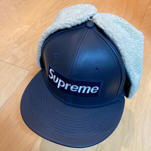 Supreme Leather Earflap New Era Box Logo Cap