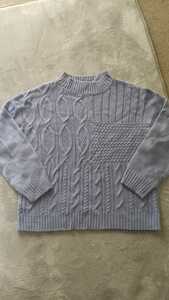 ★ディスコートDiscoat 縄編み ケーブル編み セーター ブルーL