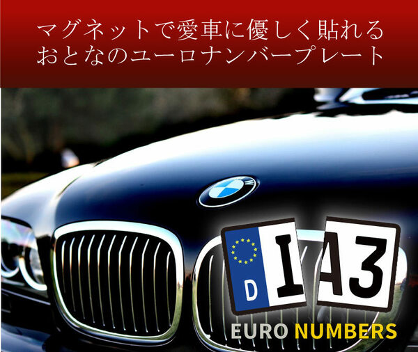 【前後２セット】ユーロナンバープレート　マグネットタイプ　ステッカータイプ　送料無料　BMW　M　ALPINA　VW　AUDI　PORSCHE