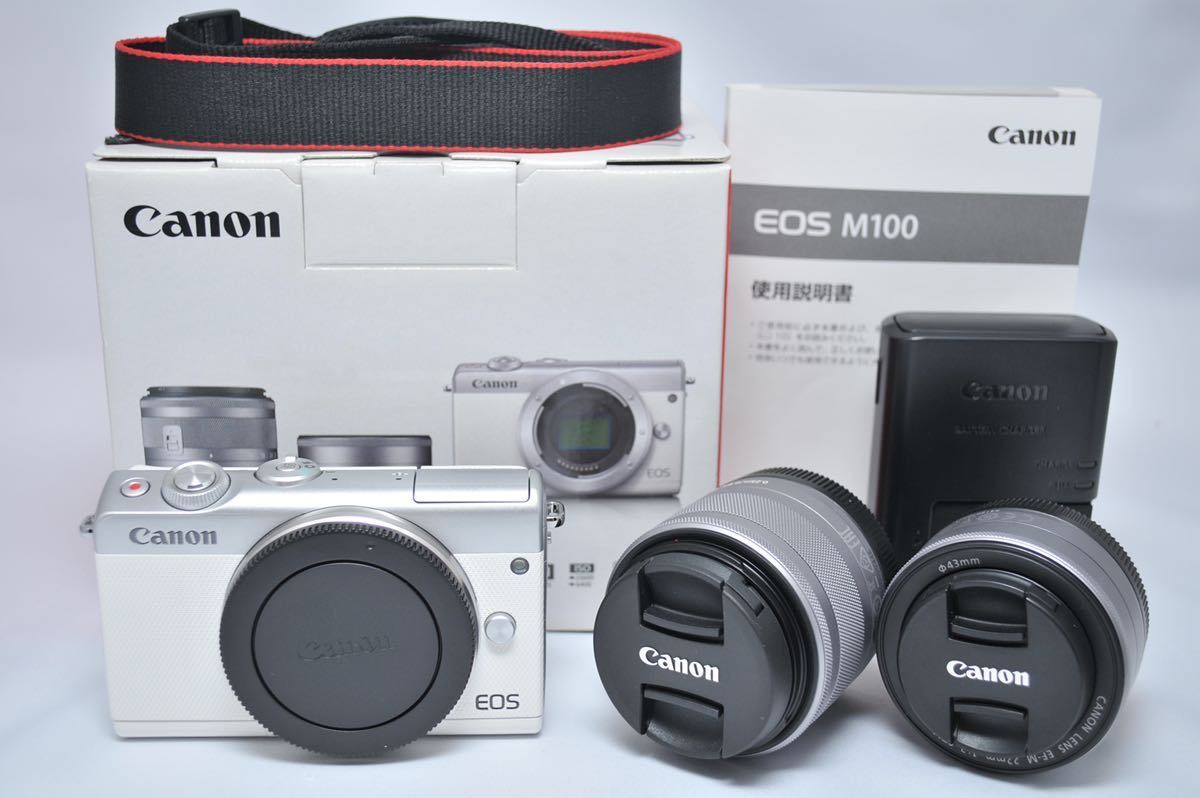 値下げ中【美品】Canon EOS M100 W レンズキット デジタルカメラ