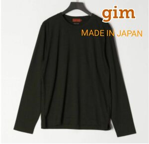 ◆最終お値下げ■新品未使用【gim／ジム】ウールブレンドロングTシャツ、薄手、紺、ネイビー、L、日本製