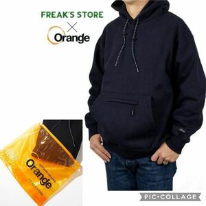 ◆完売品◆新品【Orange×FREAK'S STORE／オレンジ×フリークスストア】パーカー、フーディ、ネイビー、S、袋付き