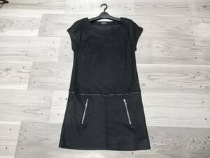 [ free shipping ] Indivi :INDIVI: made in Japan! wool 100%: black strut line One-piece * size 40