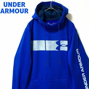 UNDER ARMOUR アンダーアーマー パーカー スウェット ロゴプリント ブルー 古着 ポリエステル ジャージ