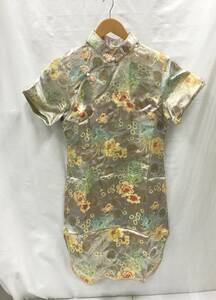  China dress One-piece short sleeves Mini L white × gold group lady's floral print embroidery 23011702