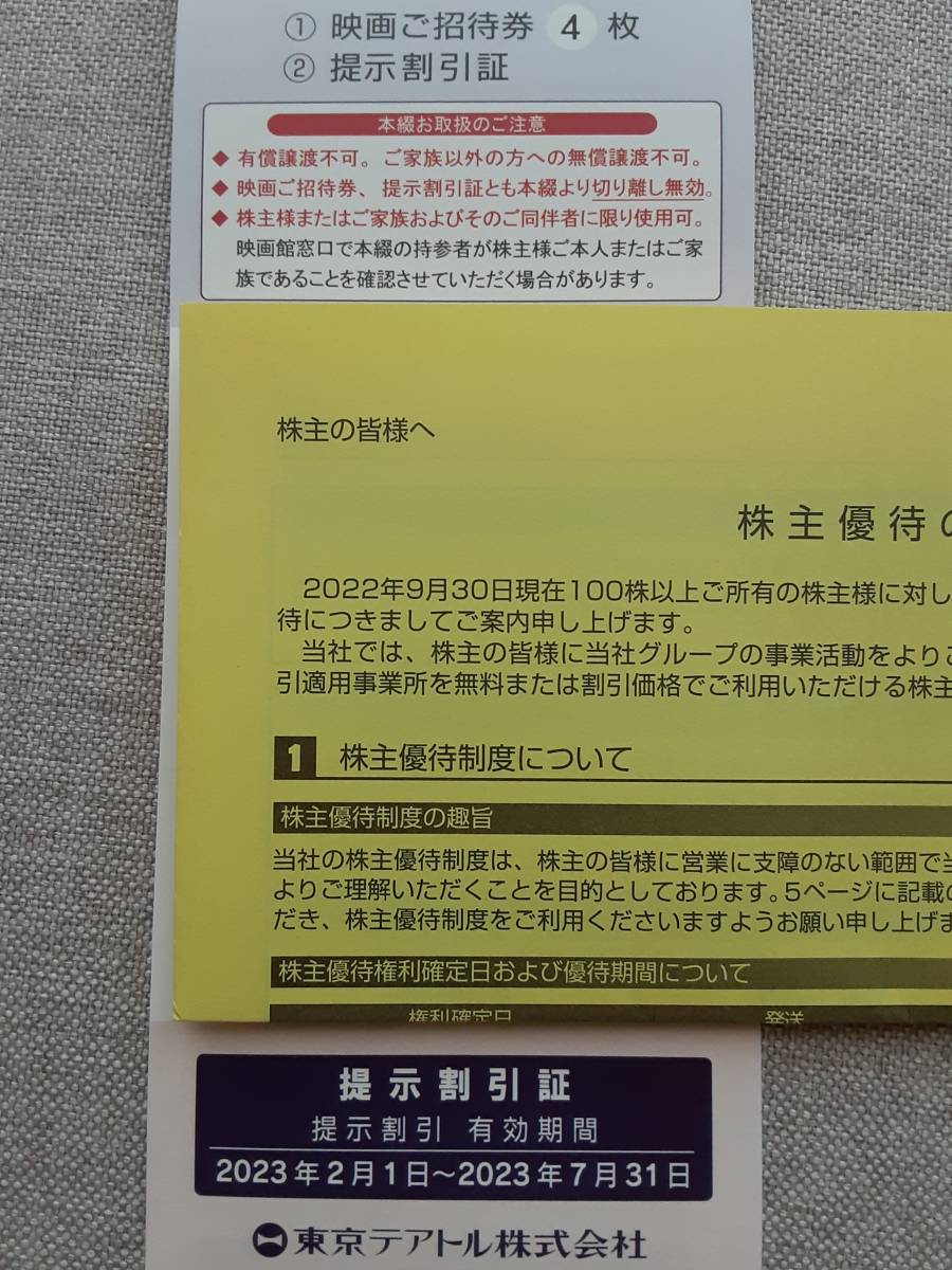 東京テアトル 株主優待券4枚