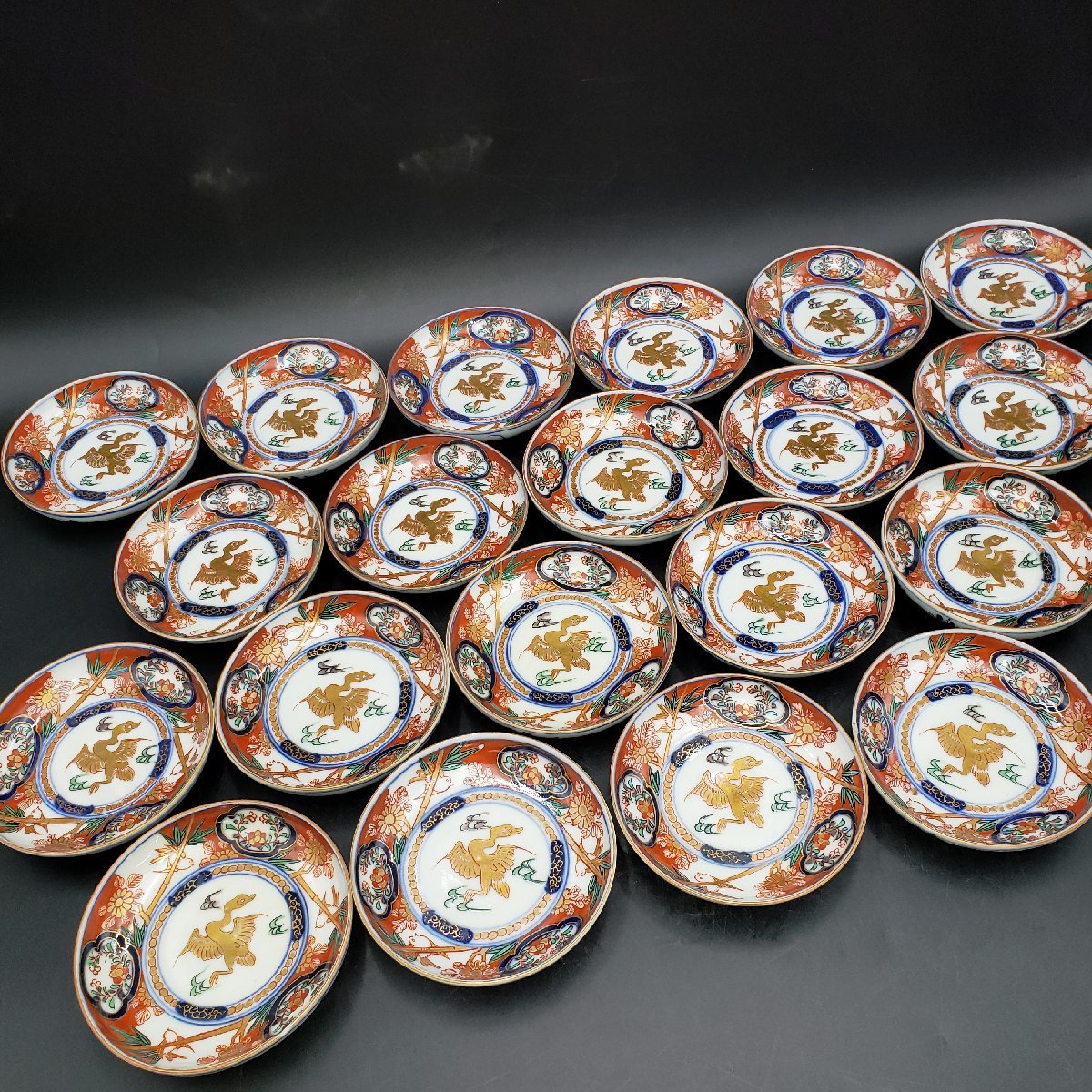 Flat plate, 20 pieces, Old Imari, diameter 11cm, Imari ware, dyed brocade, phoenix, bird, bamboo, gold, hand-painted, delicate, Japan, Arita ceramics, colored painting, small plate, picture plate, decorative plate, lucky charm, good luck [60s1142], japanese ceramics, Imari, Arita, Somenishiki