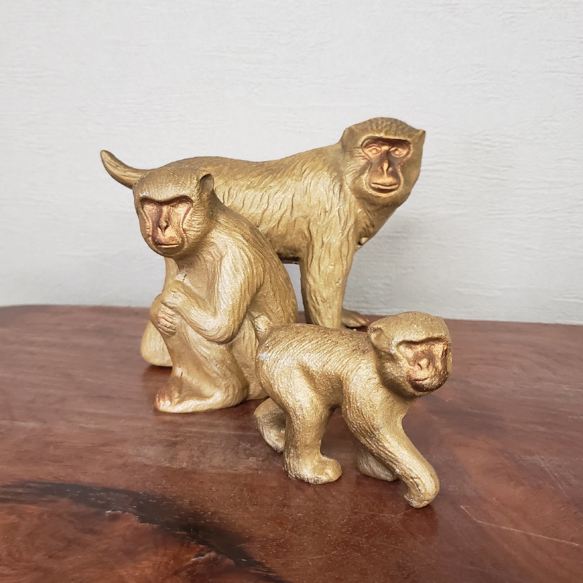 型番 見猿聞か猿言わ猿 置物 アンティーク インテリア 親子 小猿 公式 サイト は 本物:545円  工芸品