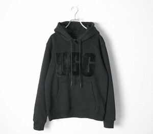 UGG ◆REY FUZZY LOGO HOODIE ファーロゴ スウェットプルオーバー 黒 Sサイズ フーディー 裏起毛 アグ ◆SK22