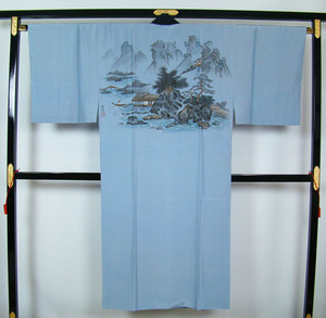  men's long kimono-like garment . tailoring .. higashi shop pattern width of a garment little easy applying height approximately 170cm rank silk 10282