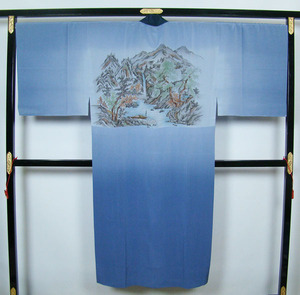  men's long kimono-like garment single . tailoring ... scenery pattern applying height approximately 172cm rank silk 10245