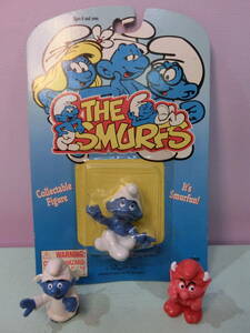 SMURFS Smurf *90*s PVC фигурка кукла ангел . демон др. 3 позиций комплект Vintage *Vintage figure рукоятка na балка bela